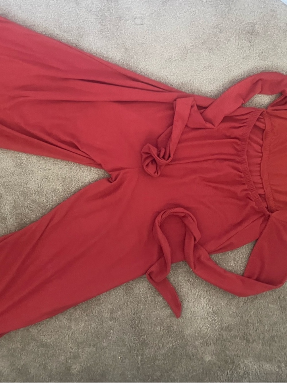 Loft Wide-Leg Jumpsuit with Spaghetti Straps spring boho size large READD>>> - Picture 6 of 12